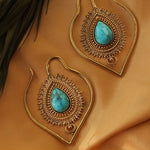 Brass Turquoise Earrings Tribal Desert, Image