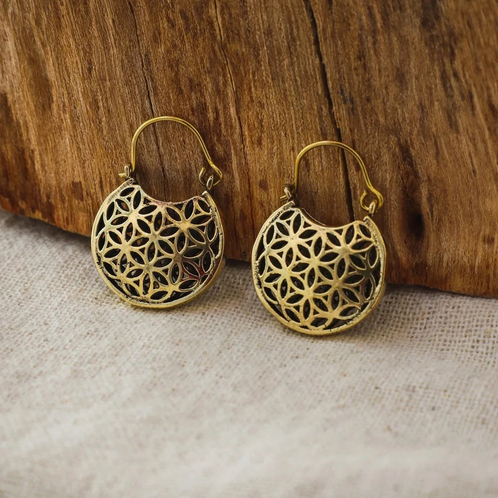 Brass Earrings Tribal Desert, image