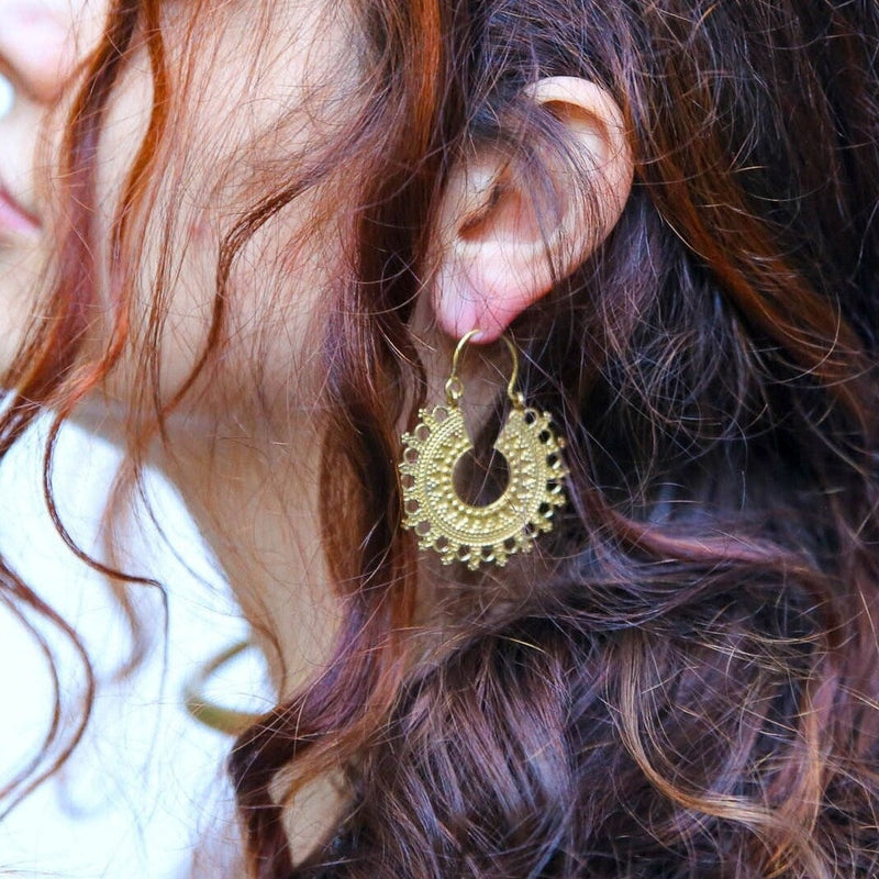 Mandala Hoop Earrings Tribal Desert, Image
