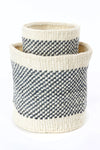 Set of Two Charcoal and Cream Twill Sisal Nesting Baskets Swahili, Image