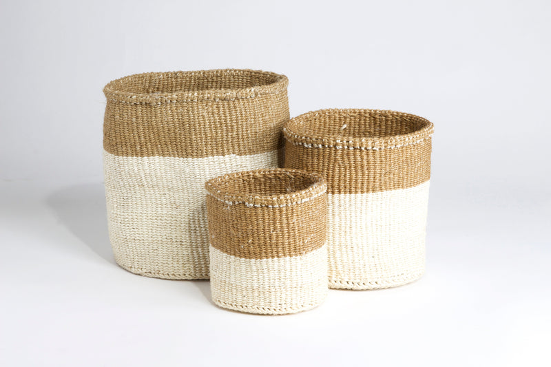 Set of Three Dual Tone Sisal Baskets, Image