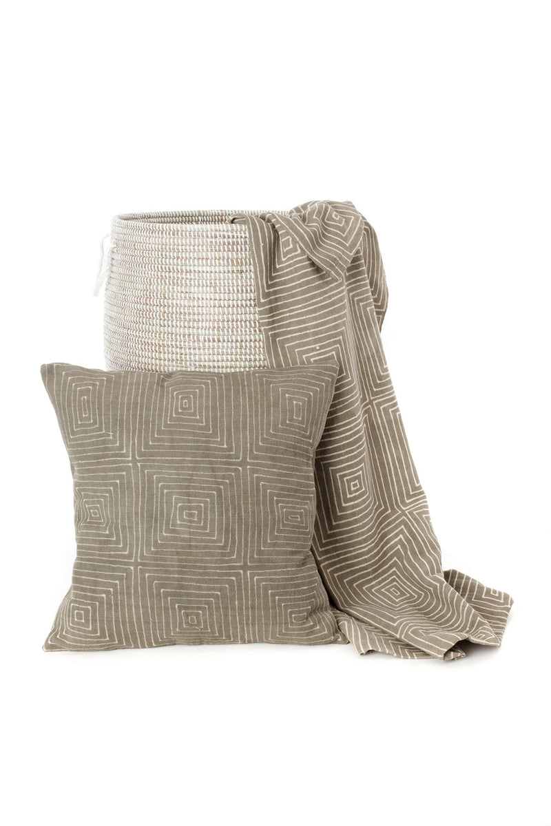 Grey Segou Squares Organic Cotton Pillow Cover Swahili, Image