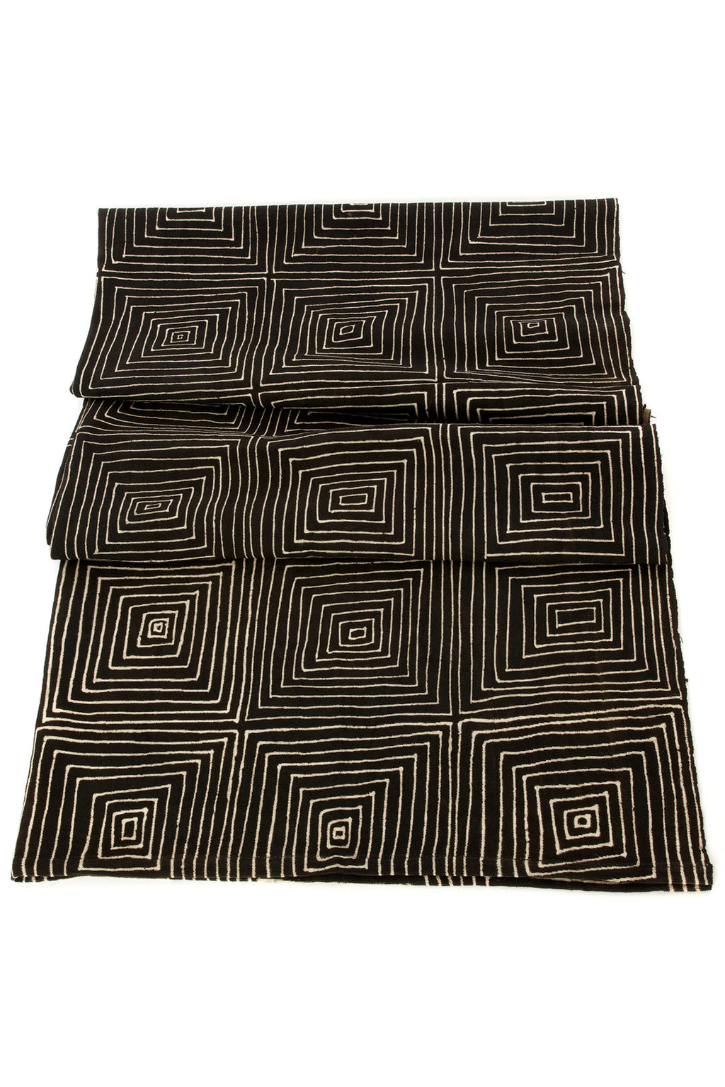 Black Segou Squares Organic Cotton Mudcloth Throw, Image