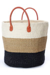 Ivory, Sand & Onyx Strata Tote with Leather Handles, image