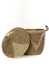 Brown and Cream Tribal Design Basket, Image