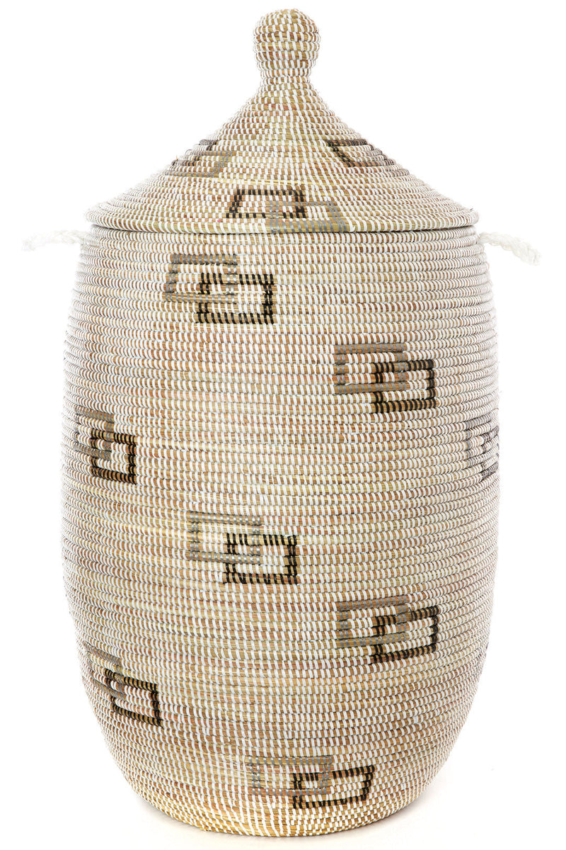 Large White Perfect Match Hamper Basket from Senegal Swahili, Image