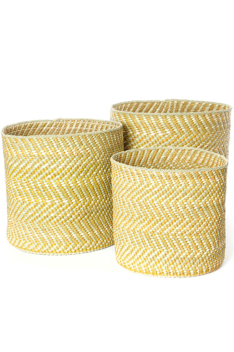 Yellow & Natural Maila Milulu Reed Baskets Swahili, Image