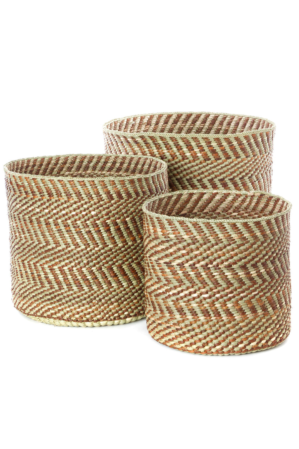 Brown & Natural Maila Milulu Reed Baskets, Image